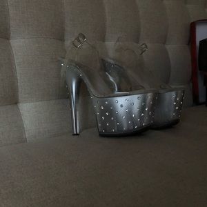 Pleaser silver diamond high heels!